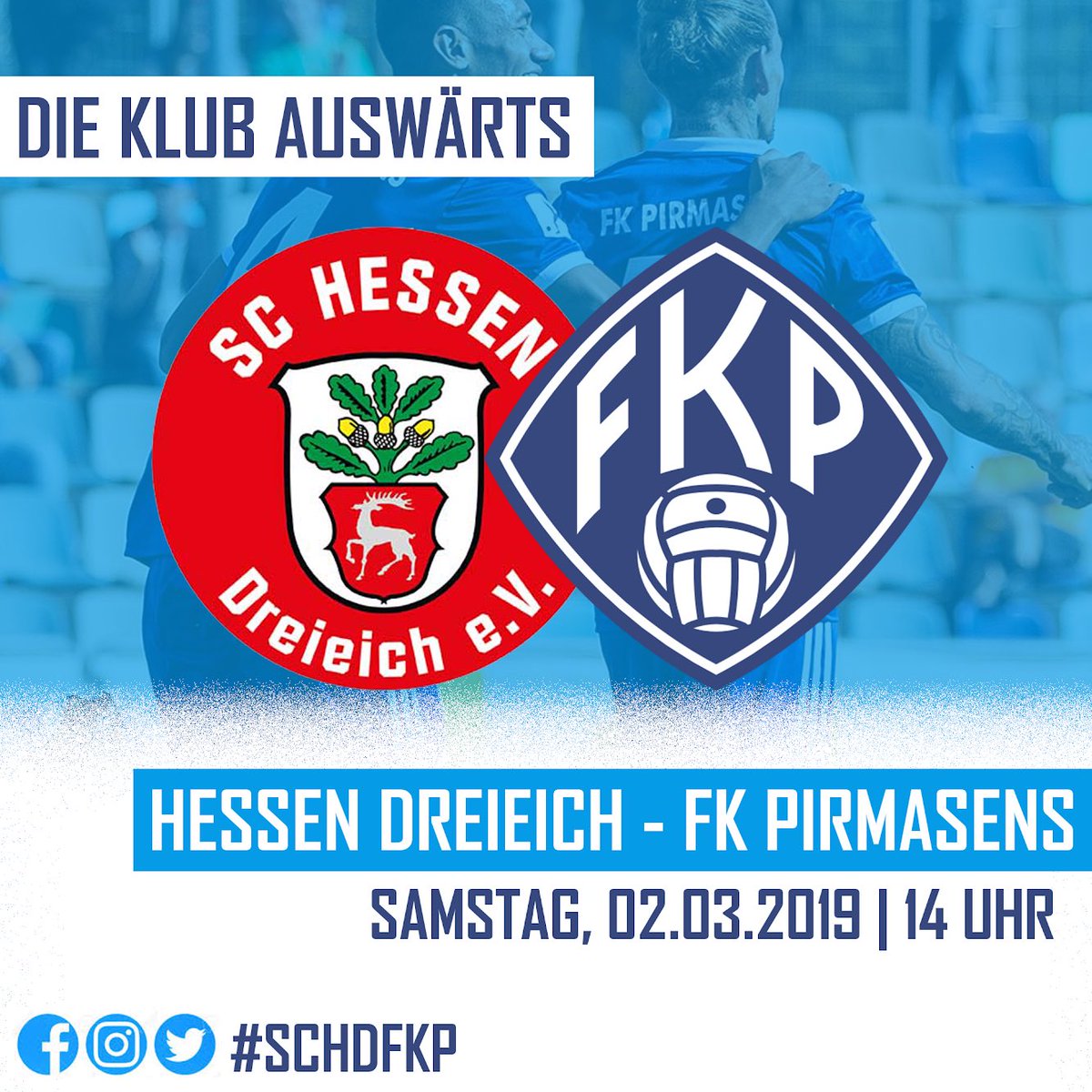 fkpirmasens's tweet photo. Im Spiel beim Tabellenfünfzehnten SC Hessen #Dreieich stehen die Blau-Weißen am Samstag unter Zugzwang. Unsere Mannschaft hofft im Hahn Air Sportpark auf Eure Unterstützung - Gemeinsam können WIR das Ruder herumreißen und wieder punkten! #SCHDFKP #Pirmasens #rlsw https://t.co/SQ7XFg7cHP
