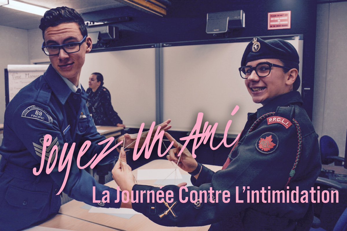 CadetsCB's tweet photo. #LaJournéeContreLintimidation, 27 février 2019, #SoyezUnAmi! https://t.co/EpwvMlwZto