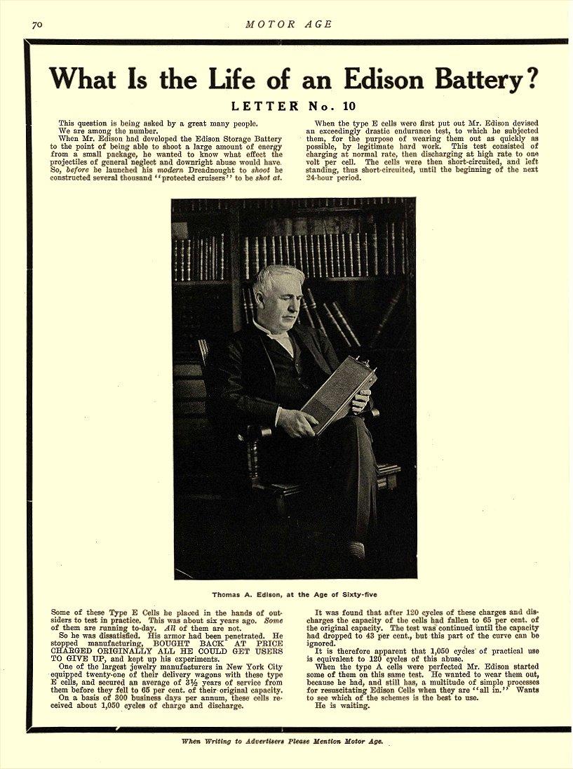 39) Make sense now?If we had the technology to run automobiles on batteries 100 years ago, how many $TRILLIONS in lost gasoline, kerosene, and diesel sales?Want to know how long the Edison Battery lasts?100 years...Lead-acid? 5-10