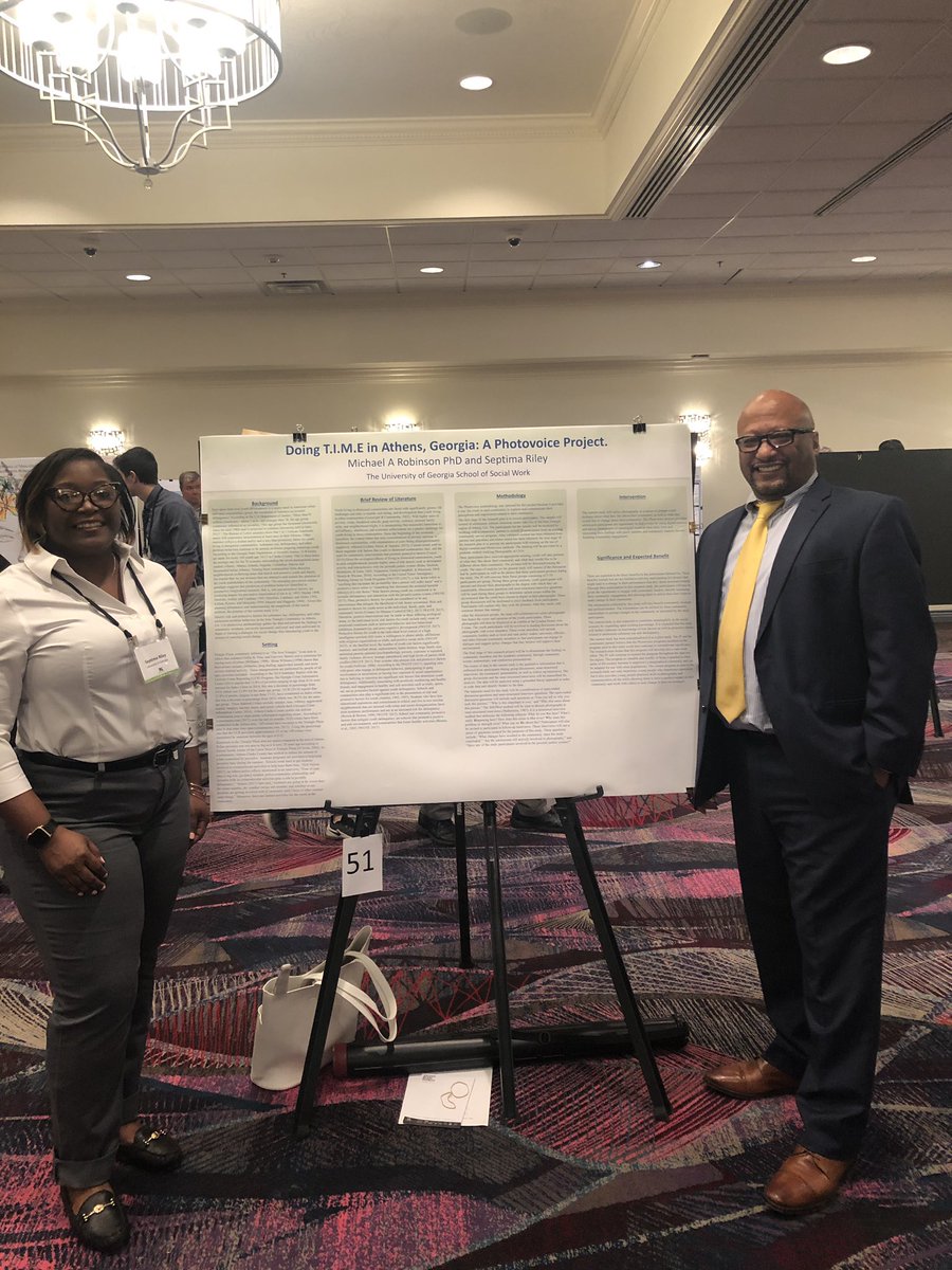 marobi02's tweet photo. Attending the EQRC conference with graduate student and T.I.M.E. Project manager, Septima Riley. #ugasocialwork #uga #photovoice #timestudy https://t.co/fUmH3kljsr