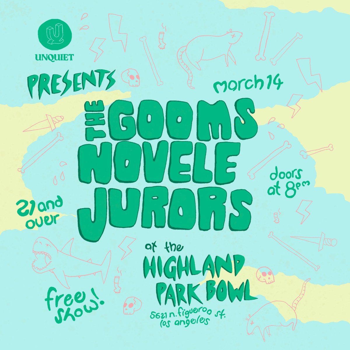 Our next show is free! 🤘🏼

March 14th, 21+, in the City of Angels with @TheGoomsLA and Jurors. 

First 25 people to show up gets something special 💕 

RSVP here - eventbrite.com/e/hpb-unquiet-…