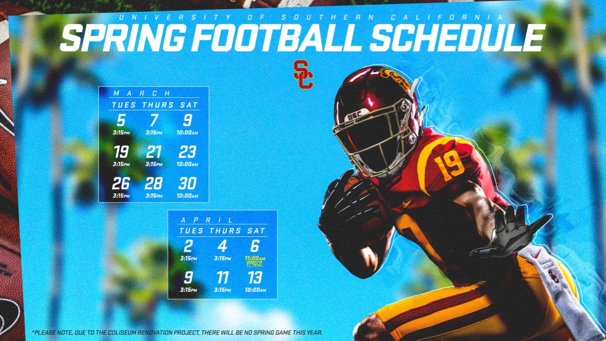 🚨 Spring Practice Dates 🚨

Recruits, mark your calendars and come see us work! 

#SpringSZN | #FightOn ✌️