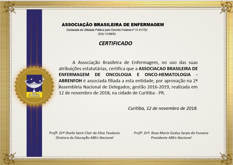 abrenfoh's tweet photo. Olá, compartilho a nossa alegria por ter recebido o certificado emitido pela ABEn! 
Você já é sócio da ABRENFOH?  Há oportunidades para os associados tornarem-se voluntários! 
Junte-se a nós!  https://t.co/ynnH1TVQYg https://t.co/0hua1BGEW0