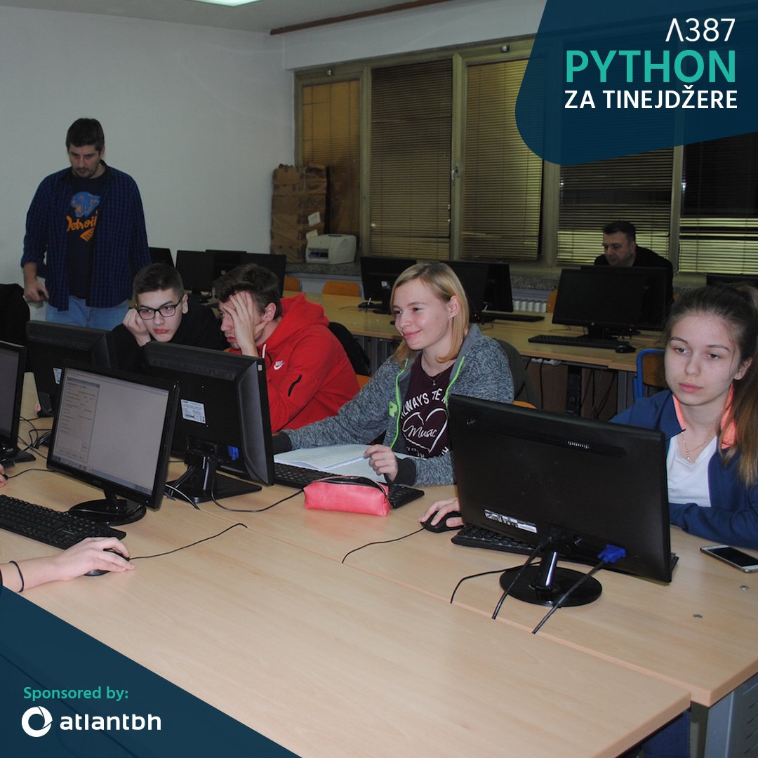 U saradnji sa Četvrtom gimnazijom Ilidža, ove sedmice smo organizovali kurs Interaktivno Python programiranje za 10 njihovih učenika, koji sponzorišu naši prijatelji iz kompanije <a href="/atlantbh/">Atlantbh</a> 🙏🏼