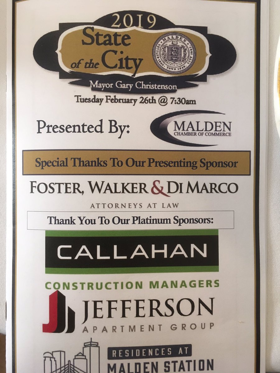 YouthHarbors's tweet photo. At State of the City @TheCityofMalden with Mayor Christenson @MayorOfMalden. Thank you for invite @MaldenMAChamber #strongpastproudfuture @JRISocialJstce https://t.co/gkIePqUN1w