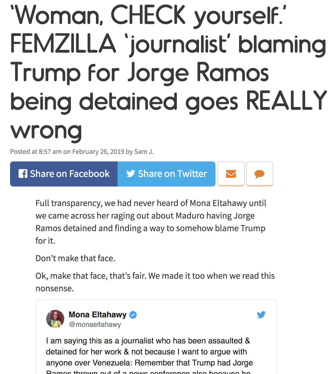 monaeltahawy's tweet photo. I so love pissing off the right wing so much that they write an article about me that quotes their own unhinged followers as if they are the rational benchmark 😂😂
Twitchy (left) Breitbart (right) h/t @rerutled https://t.co/smthkJInpb
