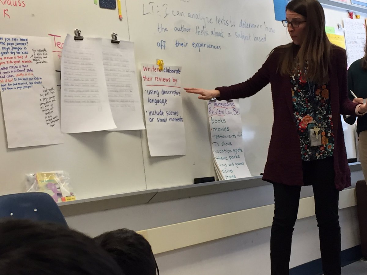The power of teacher modeling is that the students see us as writers and when we talk about what’s challenging, we’re talking from an authentic place about our own process! Reflections from #labsites <a href="/SHES_Dolphins/">SleepyHollow</a>! <a href="/rachiegott/">Rachel</a> #persuasivereviews