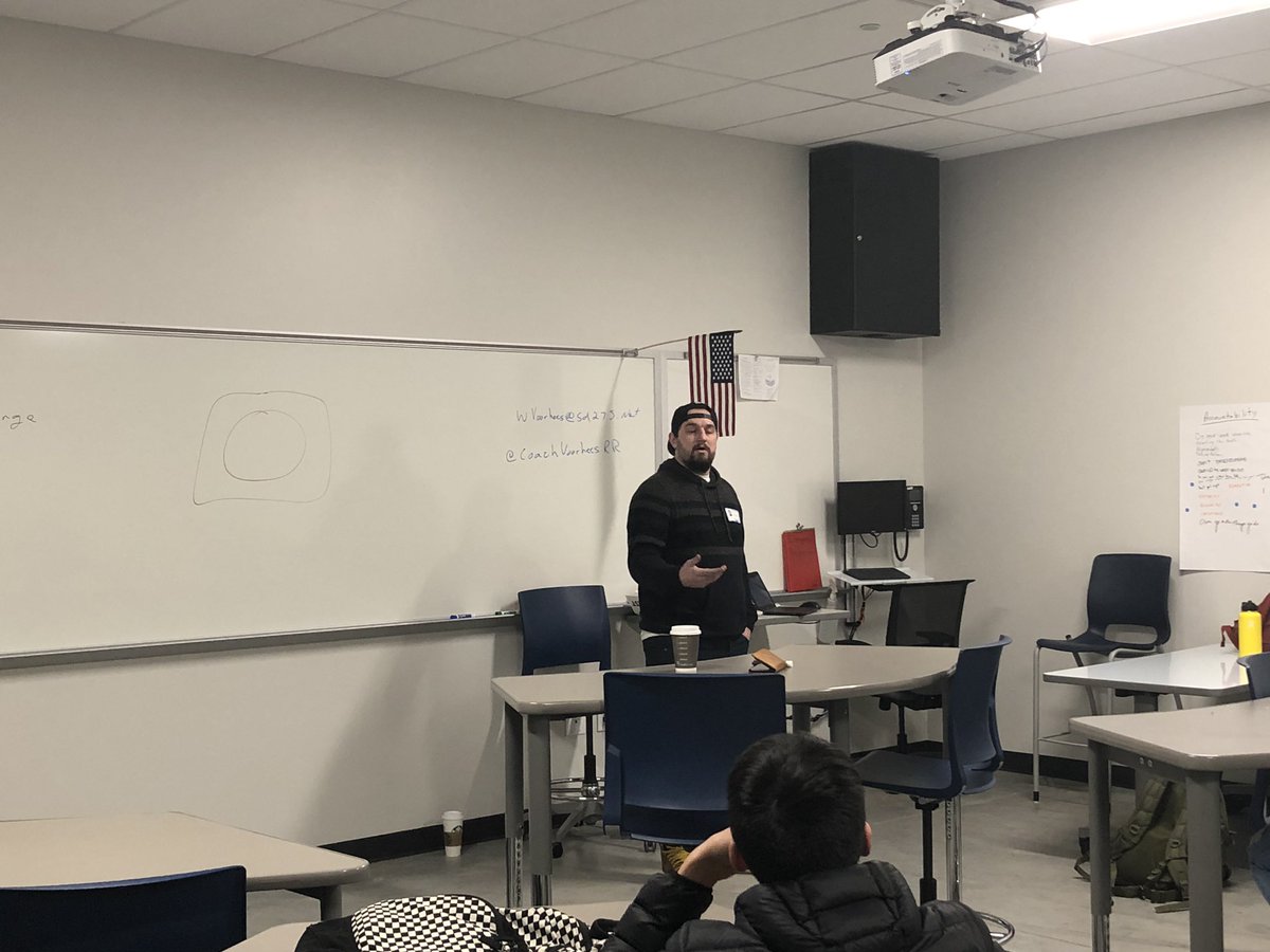CoachVoorheesRR's tweet photo. Thanks to James a recovering Heroin addict for talking with our health classes today. Powerful message about talking to someone to deal with everyday life instead of internalizing the pain and using addiction to cope. #Talk2someone #ACTonDrugs https://t.co/QsdPczUcNe