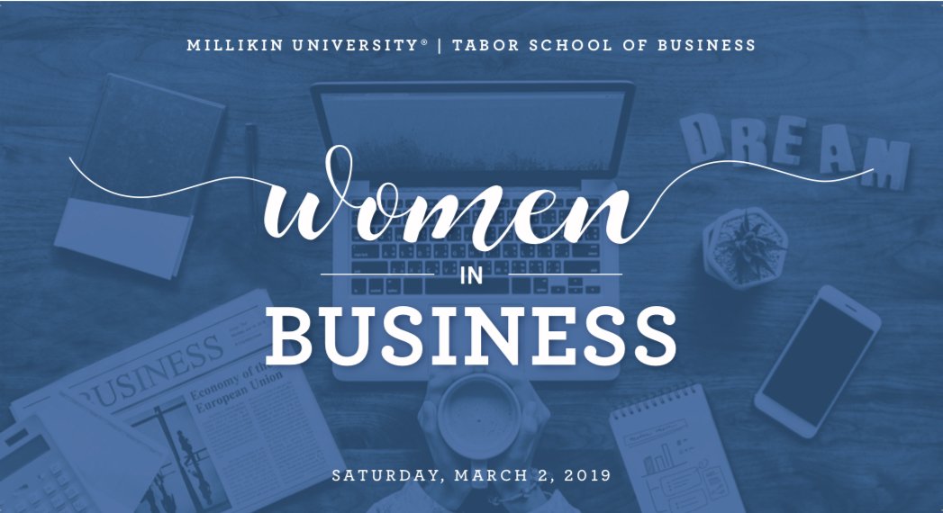 MillikinTabor's tweet photo. SAVE THE DATE🚨! Women in Business will be putting on their second annual conference💼. This year, the conference will take place from 8:00 AM to 6:00 PM on March 2nd, 2019 at Millikin UniversityⓂ️. Hope to see you there😁!
For more info visit https://t.co/Waas7wPTUR https://t.co/L1uAWiKrwy