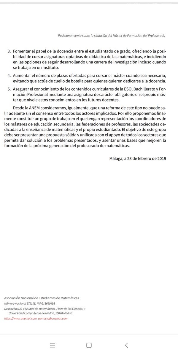 Asociación Nacional de Estudiantes de Matemáticas (@anem_mat) on Twitter photo Este fin de semana fue la asamblea de ANEM, entre otras muchas cosas debatimos acerca de este posicionamiento 📢📢📢 Este fin de semana fue la asamblea de ANEM, entre otras muchas cosas debatimos acerca de este posicionamiento 📢📢📢