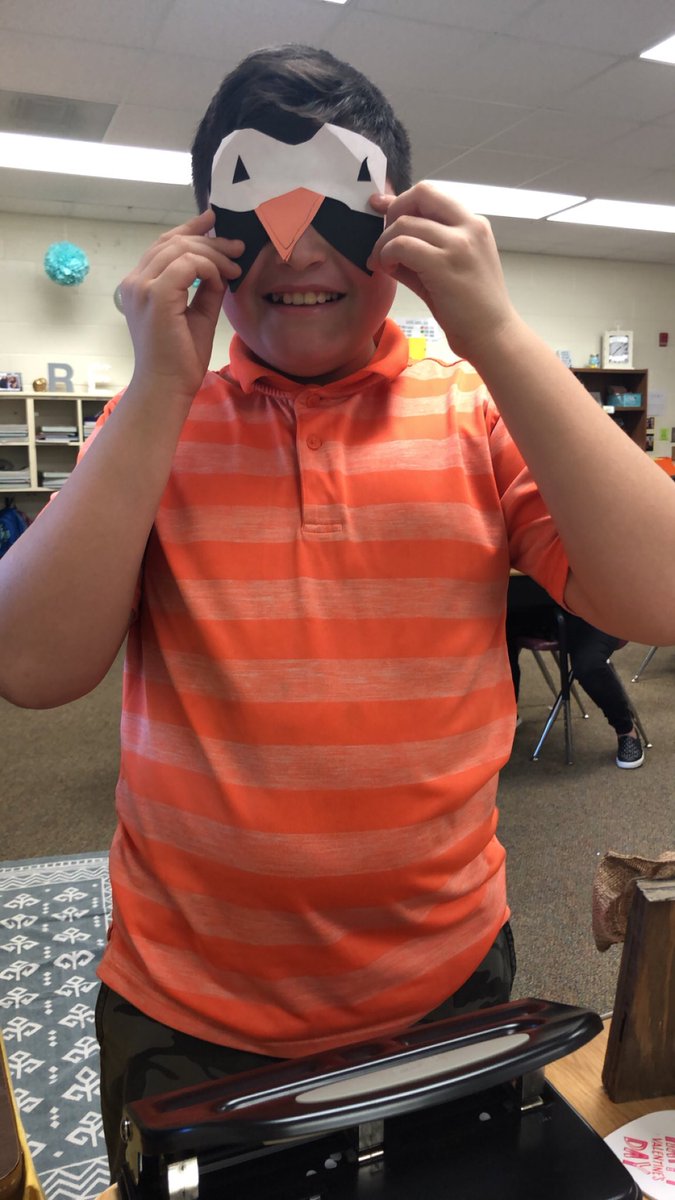 MsLybrand's tweet photo. Lesther finished his animal book in time to make a penguin mask to wear while he reads his book to the class! 🐧 #animals @PontiacElem https://t.co/uDroNMUC71