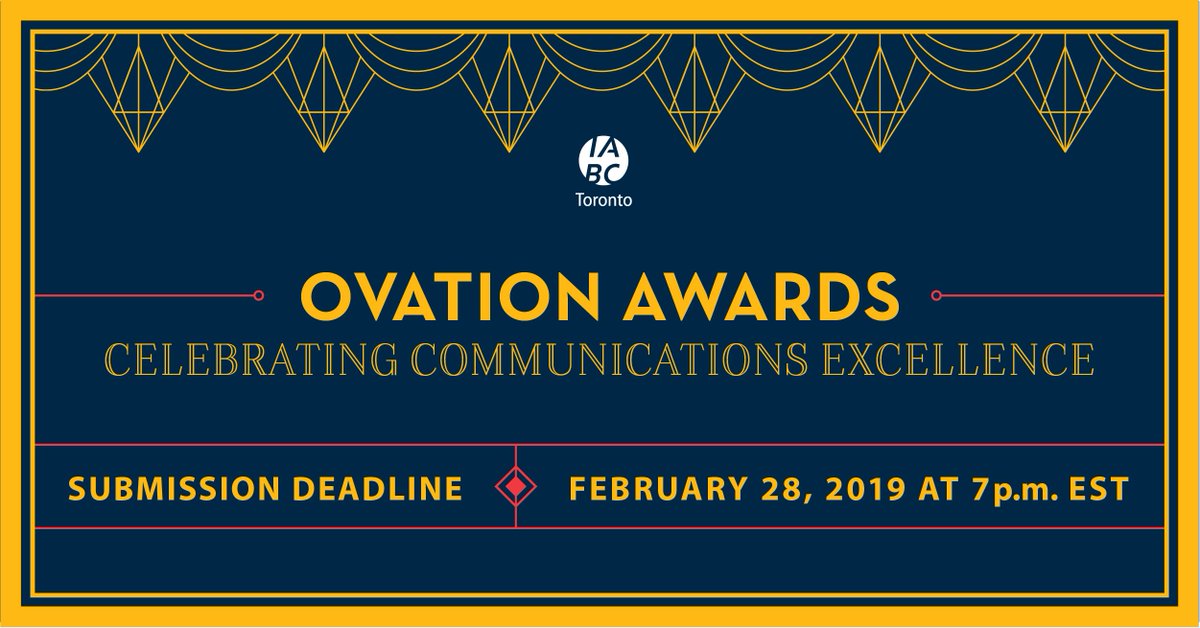 IABCToronto's tweet photo. Going… going… almost gone! Submit your entries for the 2019 IABC/Toronto OVATION Awards by February 28! https://t.co/oViPBMpij0 #OVATIONS19 https://t.co/Sx11sYa6DO