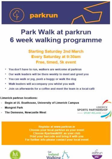 Limericksports's tweet photo. Park Walk at local parkruns in Limerick - starting THIS SATURDAY  2nd March at all locations - parkruns are NOT just about running - come and walk too 👍😀🚶‍♀️🚶‍♂️#activelimerick #getlimerickwalking #parkrun #beactive #physicalactivity https://t.co/cKv8tYDwPy