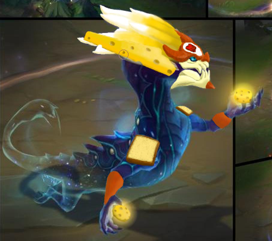 DavidHernndezQ1's tweet photo. Work in progress of a fanmade skin for Aurelion Sol, "Aurelion Cheesol". I still have to make the body and the skill effects, but i wanted to share it early. Also I'm thinking about making it in 3D.
#LeagueOfLegends #fanmade #Skin #lol #AurelionSol #gamedesign https://t.co/MtAEs7sW3E