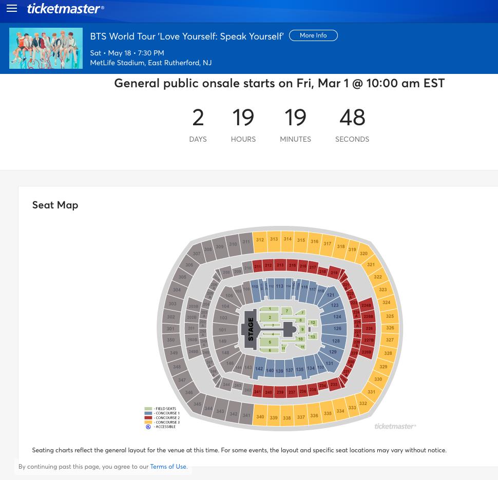 Metlife Concert Seating Chart