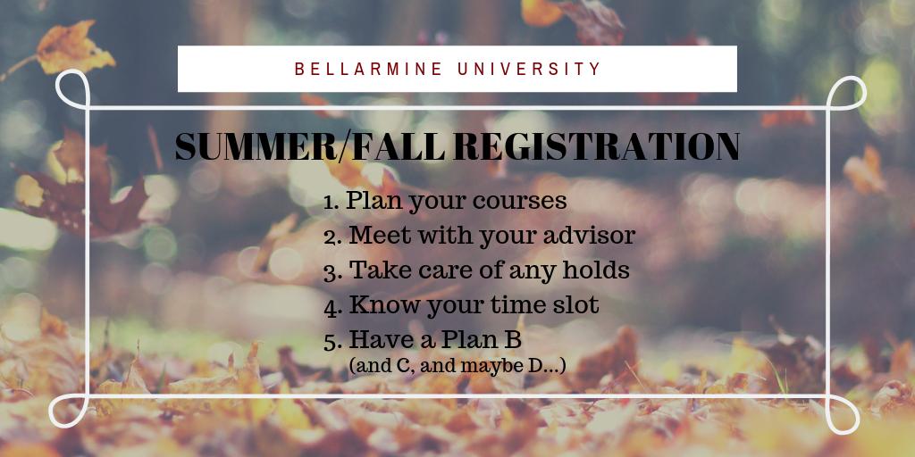 Registration began on Monday 2/25! If you haven't already, start preparing your fall class schedule by following these steps.