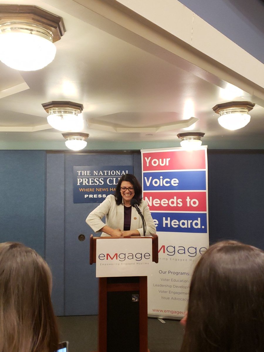 EmgageAction's tweet photo. Thank you Congresswomen @RashidaTlaib for being on the forefront of representing American Muslims in Congress. #GetEmgaged #116thCongress #MuslimsInPolitics #MuslimPolitics https://t.co/ScTR8QHRwK