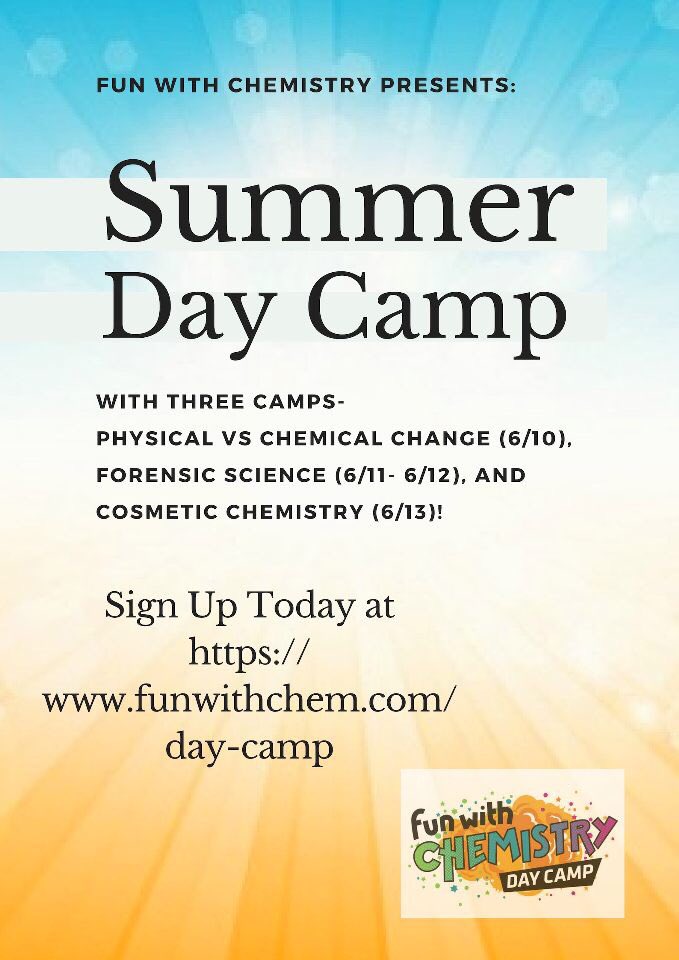 FunwithChem's tweet photo. Registration is open and spots are filling up at light speed! Hope to see you at one (or all!) of the camps this summer!!!👩‍🔬 Sign up now: https://t.co/6HguL6BHMI https://t.co/rFd8z537UR