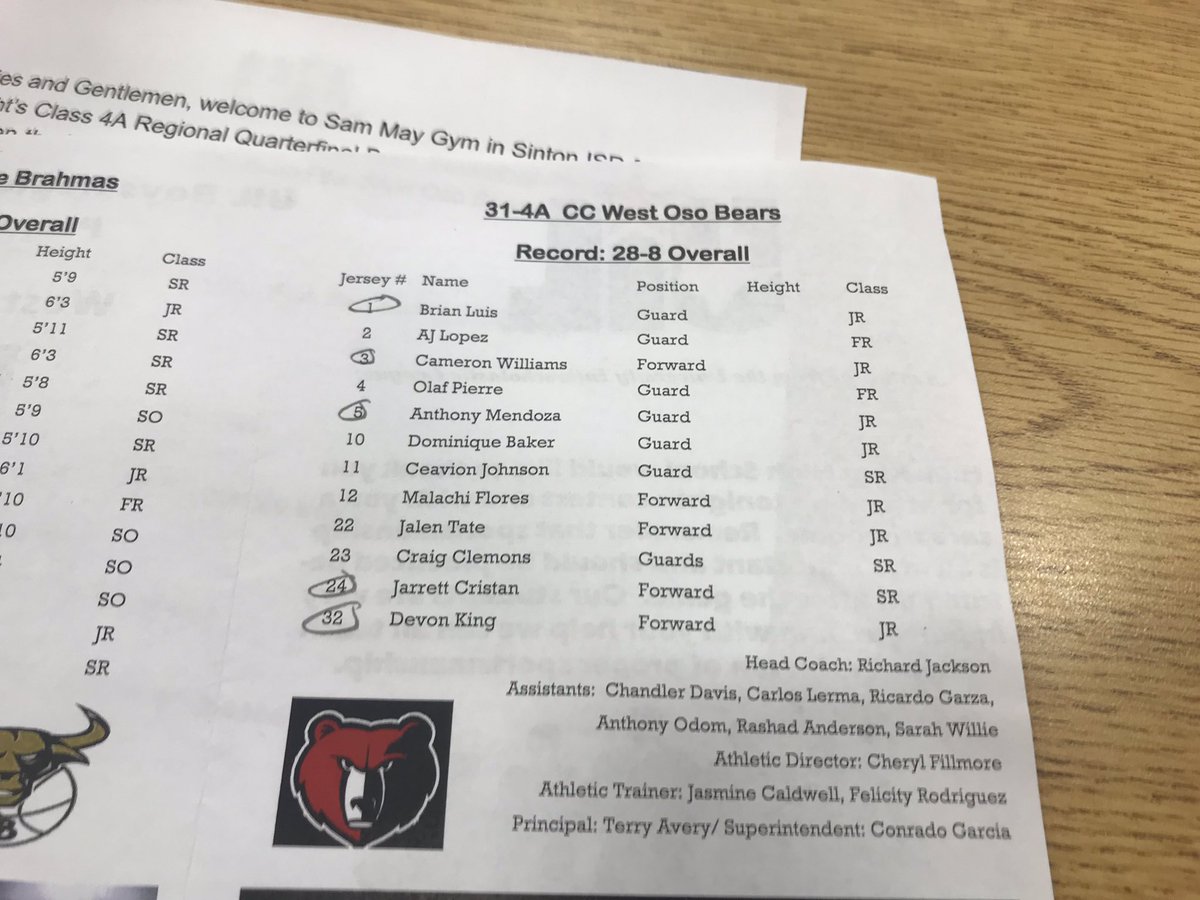 qmartinez's tweet photo. Starters for West Oso. @CallerSports @BasketballOso https://t.co/qBcNyG1xgM