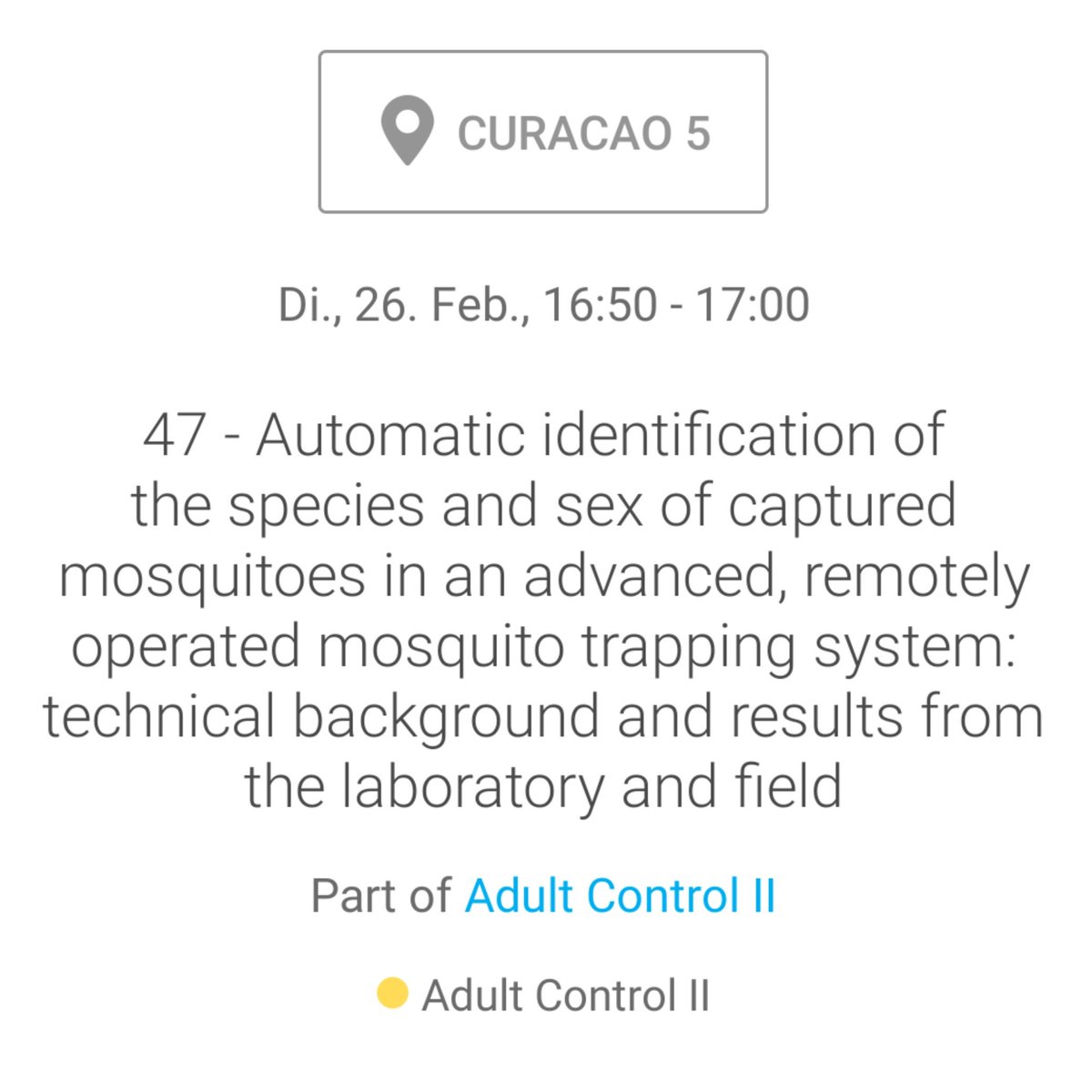 BiogentsAG's tweet photo. Greetings #AMCA2019! Today, at 4:50 pm in Session Adult Control II, room Curaçao 5, Michael Weber will give an update on our development of smart traps that can not only count mosquitoes, but also ID species and sex. Follow #BGTalk to see his slides and comments! #IOT #BGCounter https://t.co/LITWkabmhh