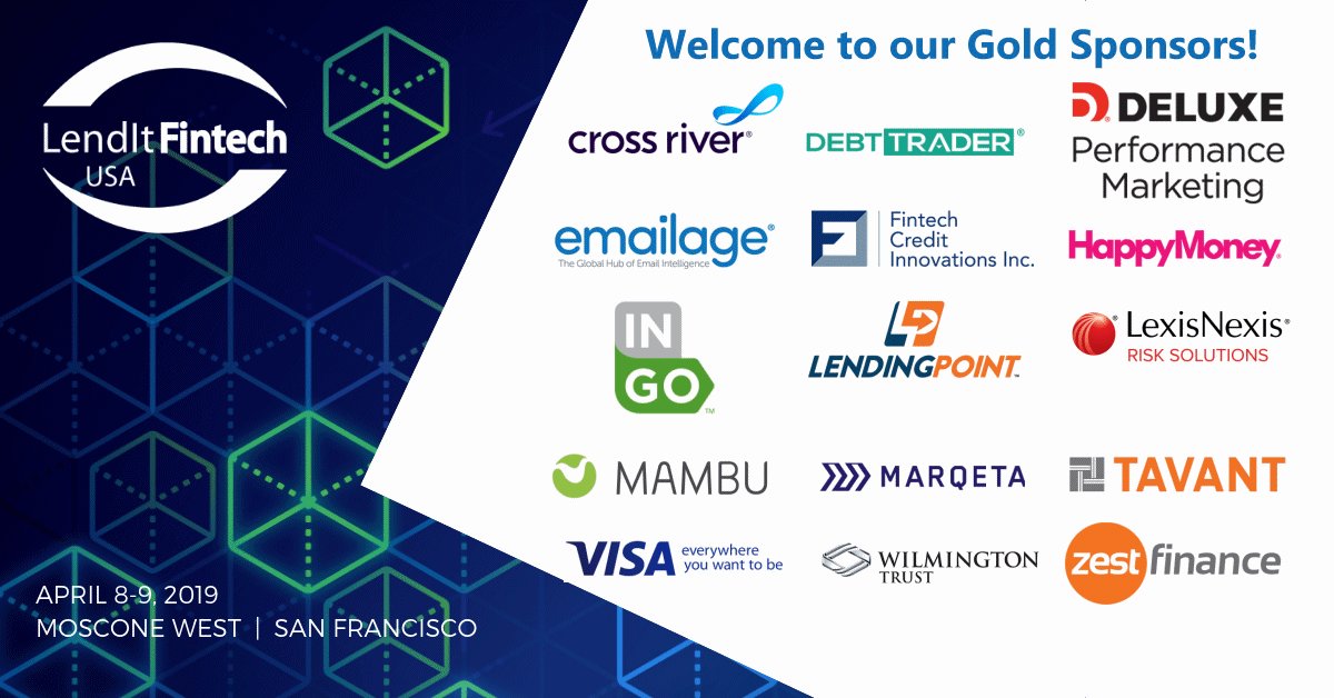 Fintechnexus's tweet image. Shout out to these sponsors, joining us at #LendItFintech on April 8-9 bit.ly/2D98Vvd @crossriverbank @Emailage @Mambu_com @fintechcredit @Marqeta @DebtTrader @deluxecorp @happymoney @IngoMoneyNews @LendingPoint @LexisNexisRisk @Tavant @Visa @WilmingtonTrust @ZestFinance