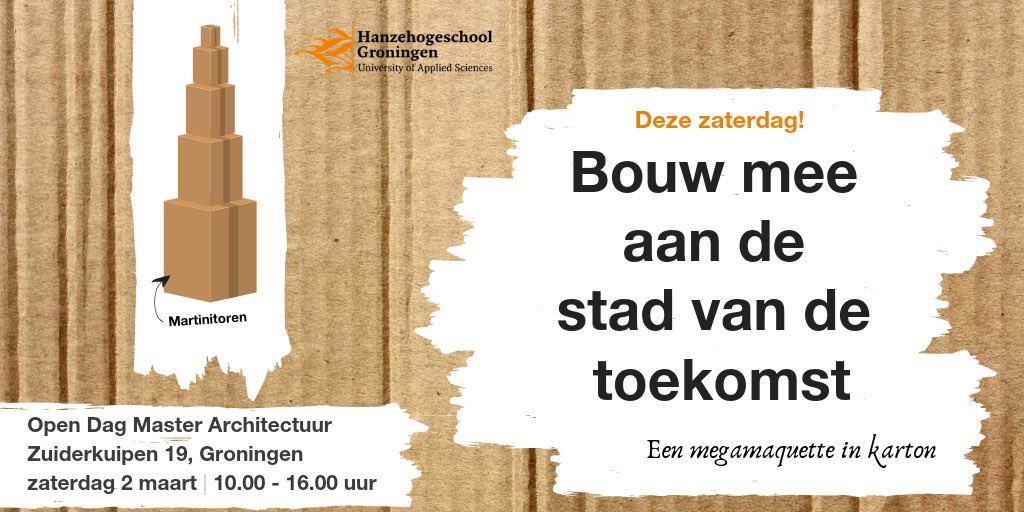 Zaterdag #opendag bij zowel de bachelor Built Environment op de campus, als de master Architectuur in de binnenstad. Kom langs! <a href="/AvB_Groningen/">Academy Architecture</a> <a href="/hanze/">Hanze</a> #opendaghanze #magikjestadjezijn #builtenvironment #architectuur  bit.ly/2VlpZ67