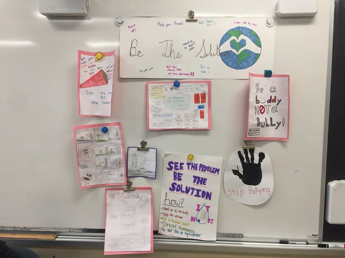 MissHerder's tweet photo. “See the problem, Be the Solution”. Intermediate students are getting ready for #PinkDay and showing how we are the “solution” at @MargueriteHCDSB @HCDSB #HCBeTheSolution https://t.co/AVaCVy3gE9