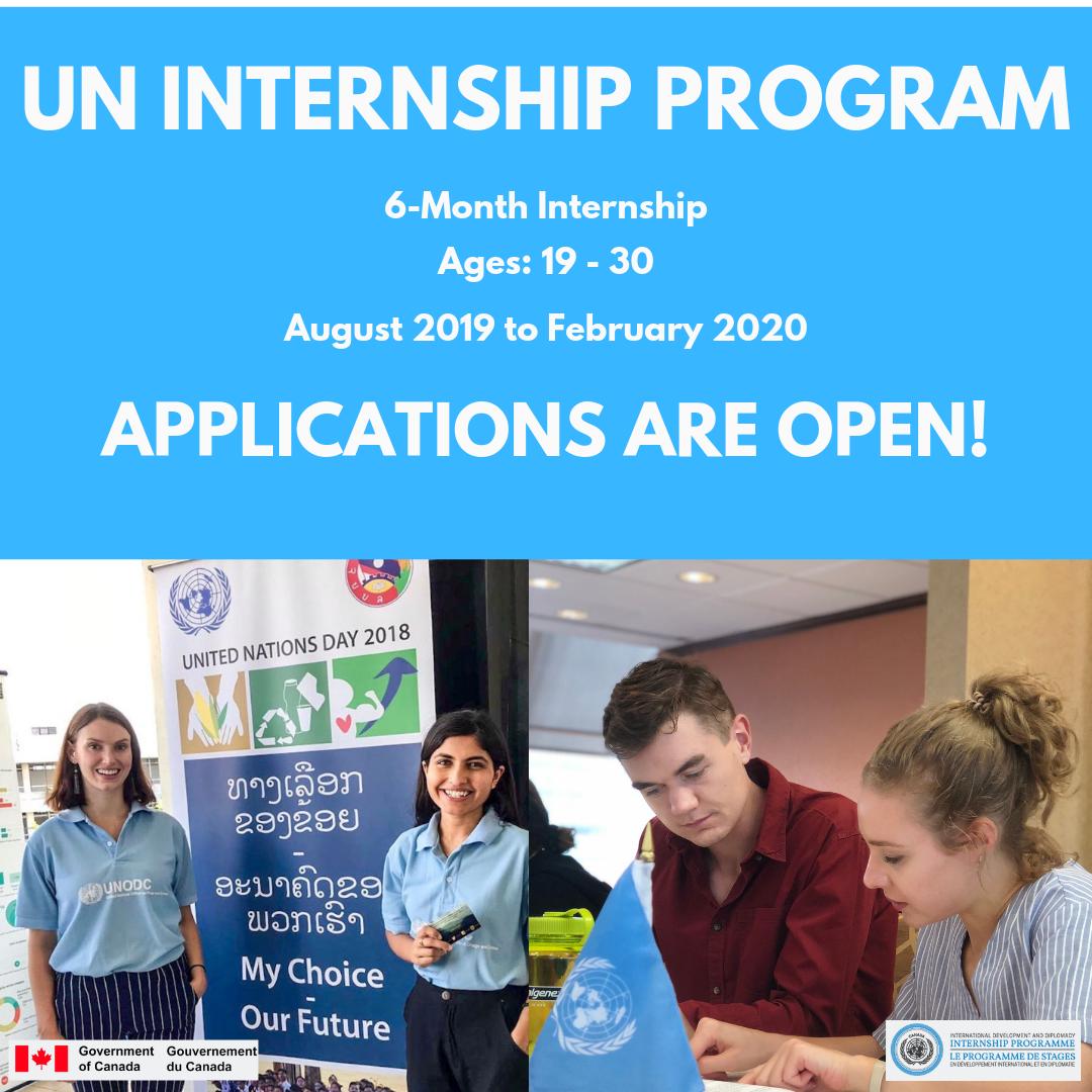 UNACanada's tweet photo. IDDIP/IYIP Applications Open! Last day to Apply is March 11th.
Six-Month #internship placements with one of our 10 partner UN Agencies around the world. https://t.co/ulPVLfqecG 

Unpaid placements financially supported through @OpenGovCan (IYIP)
#IYIP #IDDIP #Youth #Development https://t.co/V3R7L13ryh