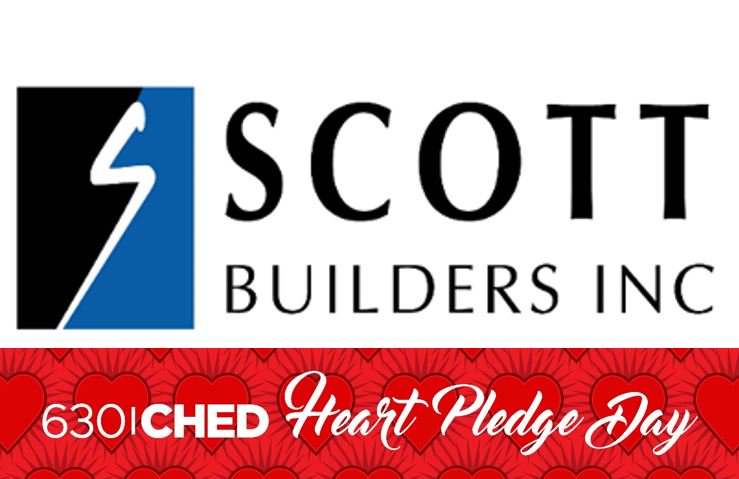 Thank you to <a href="/scottbuilder/">SCOTT BUILDERS INC.</a> for sponsoring this hour of <a href="/630CHED/">630CHED</a> Heart Pledge Day! 

Help us raise funds to purchase two new ECHO machines for the #Maz! Make a donation today:  780.407.2200 or online at heartpledgeday.ca