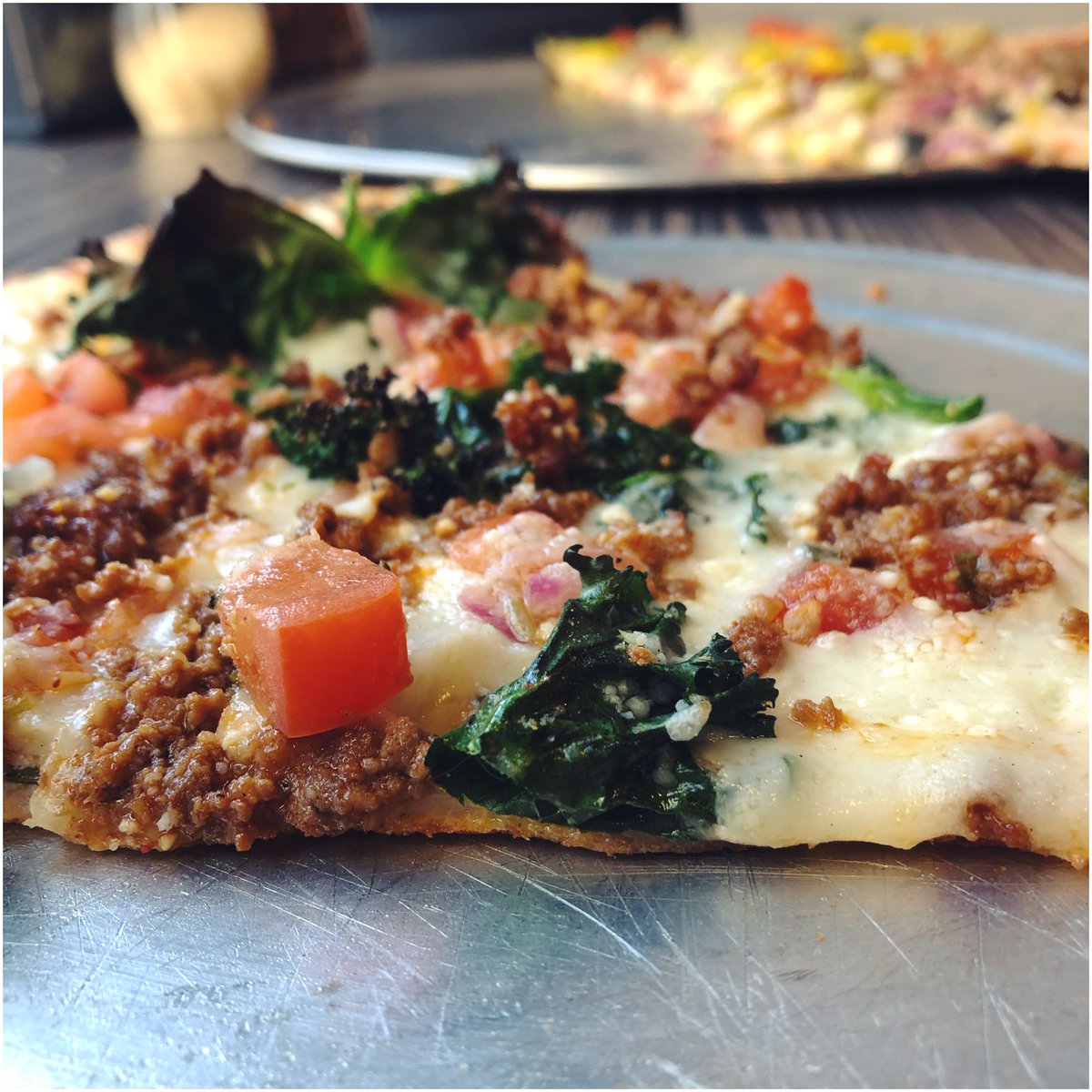 piepushers's tweet photo. back for another week— the #chorizofresco is lookin’ fresh as ever to fill your lunch time needs 🍅 🍕 🥬 #yum #comegrabaslice #localmeats #localeats #bullcitypizza #takingcallins #pickupordelivery https://t.co/GLWkC6eVoo