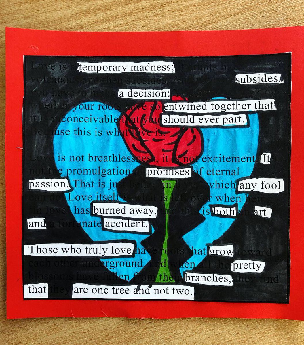 MissGreen_Eng's tweet photo. Year 8 created some absolutely stunning poems today. Even the boys who are often disengaged with poetry/the theme of love got so into it πππ» #blackoutpoetry #movingstuff #feels #english #poetry #love #tragedy #ks3 https://t.co/JUsPujiBEE