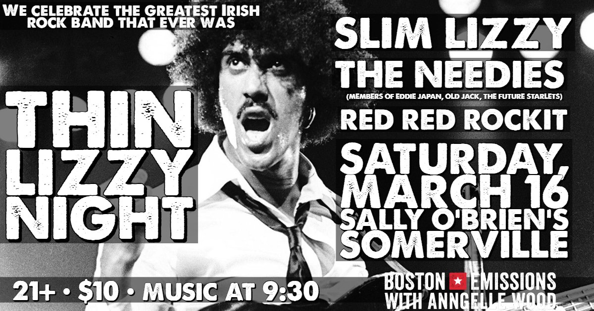 DarkWheels's tweet photo. This show just got cooler. St Paddy's weekend with Slim Lizzy and Red Red Rockit! The Needies include DW's Eric, Paul, and Bart! 
Thin Lizzy Night! Slim Lizzy, The Needies, Red Red Rockit 3/16 Sally O'Brien's Somerville | https://t.co/GZDB4GxxRj https://t.co/IquJVxXw8Y