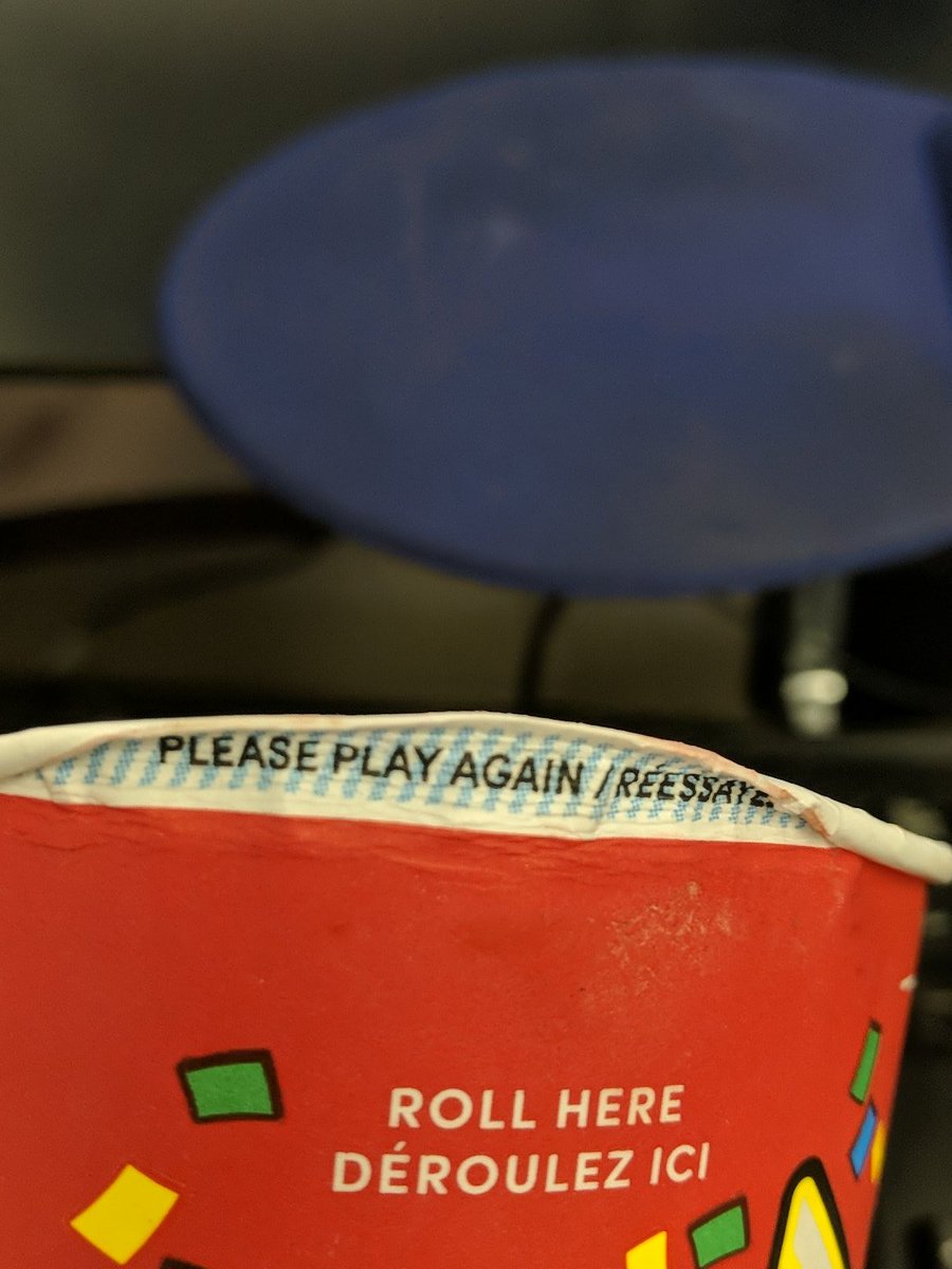 FROAHMurphy's tweet photo. @TimHortons I've bought over 25 hot drinks since rollup the rim started and have yet to win even a doughnut 😭 what does a loyal customer have to do to roll up a win #RollUpTheRim #cantwin #CanadianProblems https://t.co/Z7qvSKmITa