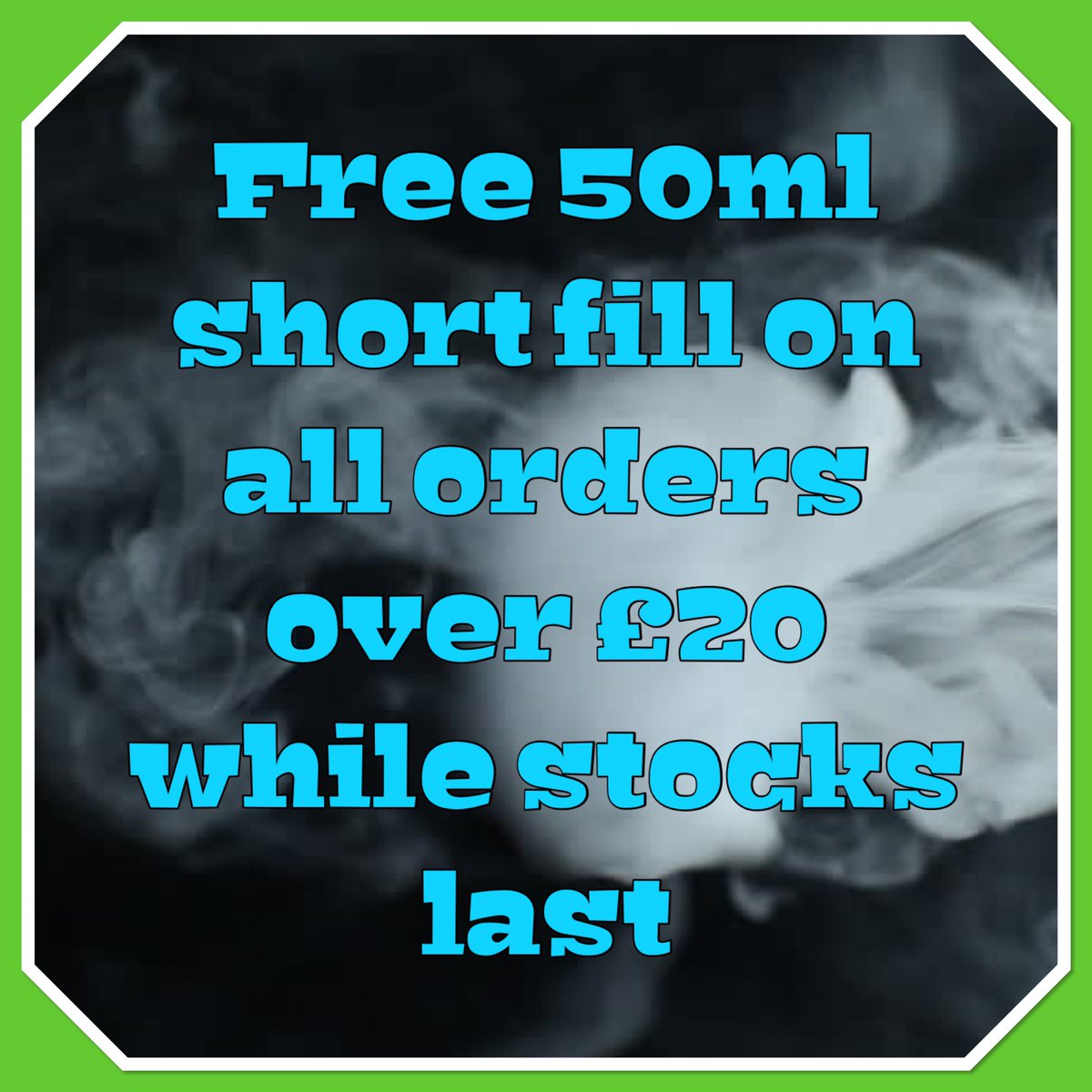 Spend £20 and get free uk delivery also we are giving away a free 50ml bottle of e-liquid with all orders over £20 :)