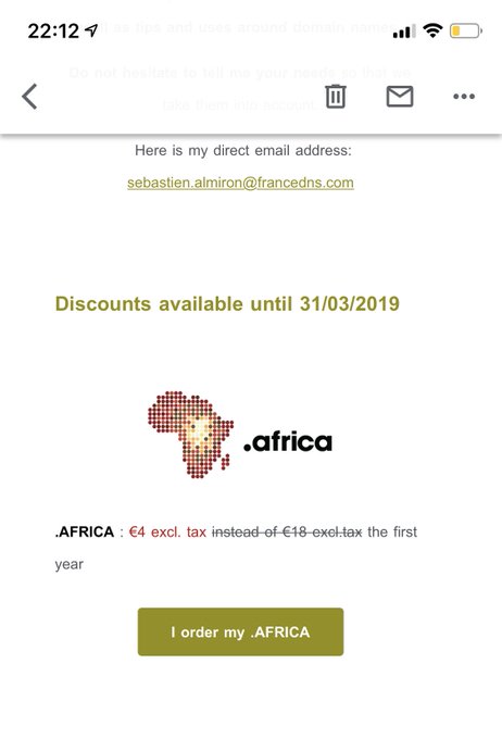 Here I am, reading an email about a discount on .africa domains, but then there's @JulesDrmnn, who was<a href="/tag/xcode"class="tags"><span>#xcode</span></a>