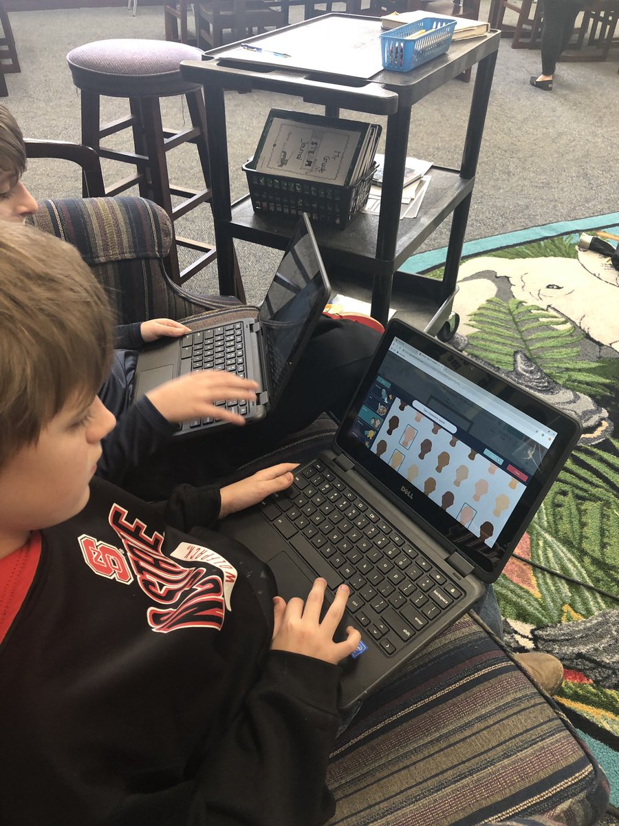 wendy_copelan's tweet photo. Ss creating digital book reviews on #buncee to prepare for our upcoming visit by Joyce Hostetter, author of Blue. @BENPanthers #CCDLD19 #DLDayz https://t.co/51wxscFBOS