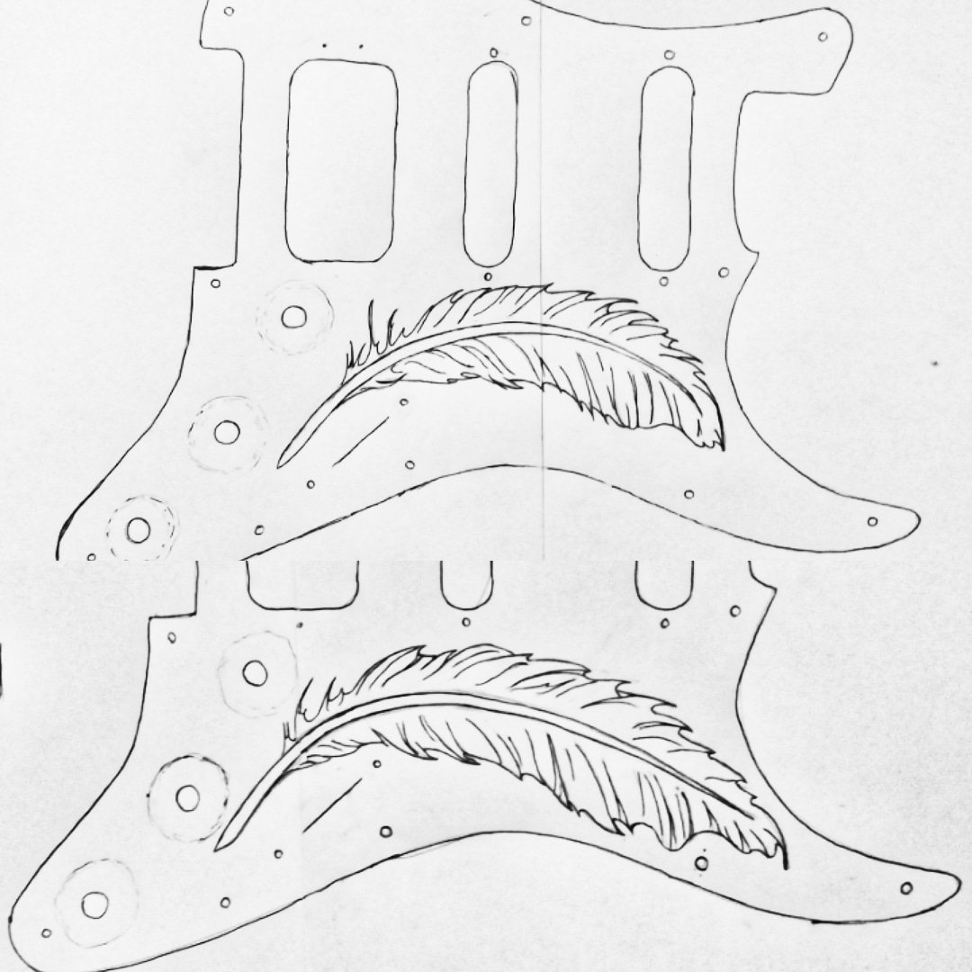 PhDancersTeapot's tweet photo. Finally getting onto a long overdue project for @ScepticalRabbit and @FeathersWnS ❤

#drawing #design #visualart #artistsofinstagram #guitar #pickguard https://t.co/cBGFegD2LZ