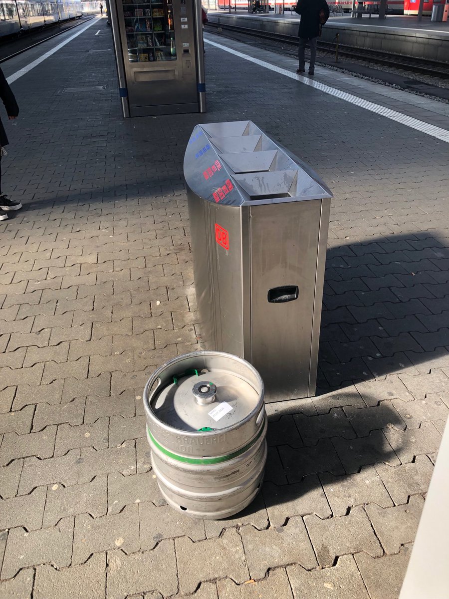 When the recycling bin hole in Munich Germany train station is too small!!