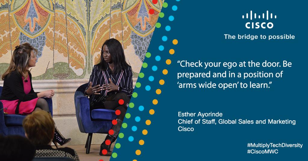 CiscoSP360's tweet image. Advice for those entering a sponsorship, from Cisco&apos;s @EstherAAyorinde. #MultiplyTechDiversity #MWC19 #CiscoMWC cs.co/6011EpflP