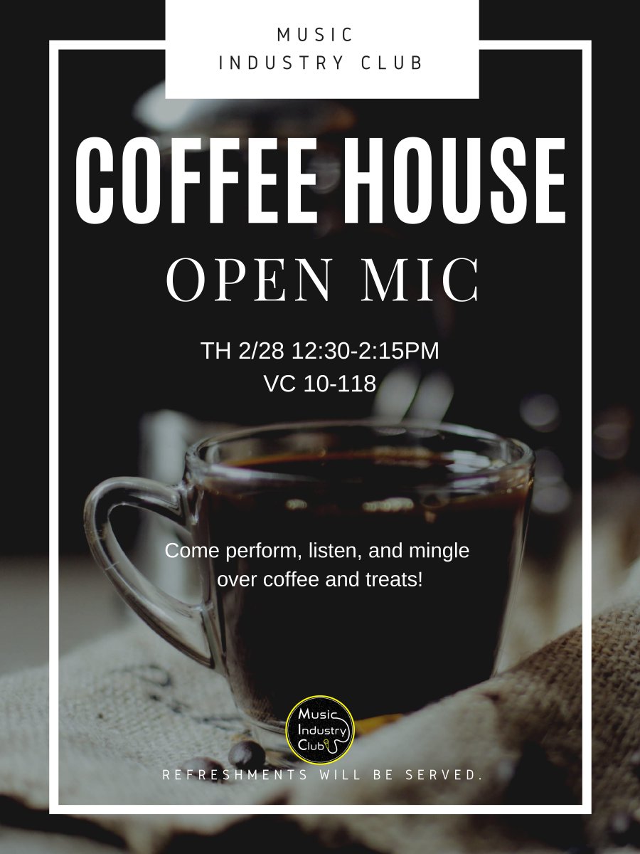 Join us Thursday for free Coffee, Music, and Treats!

Everyone is welcome to perform or enjoy some live music. Refreshments will be served! 

*Please bring instruments if needed.