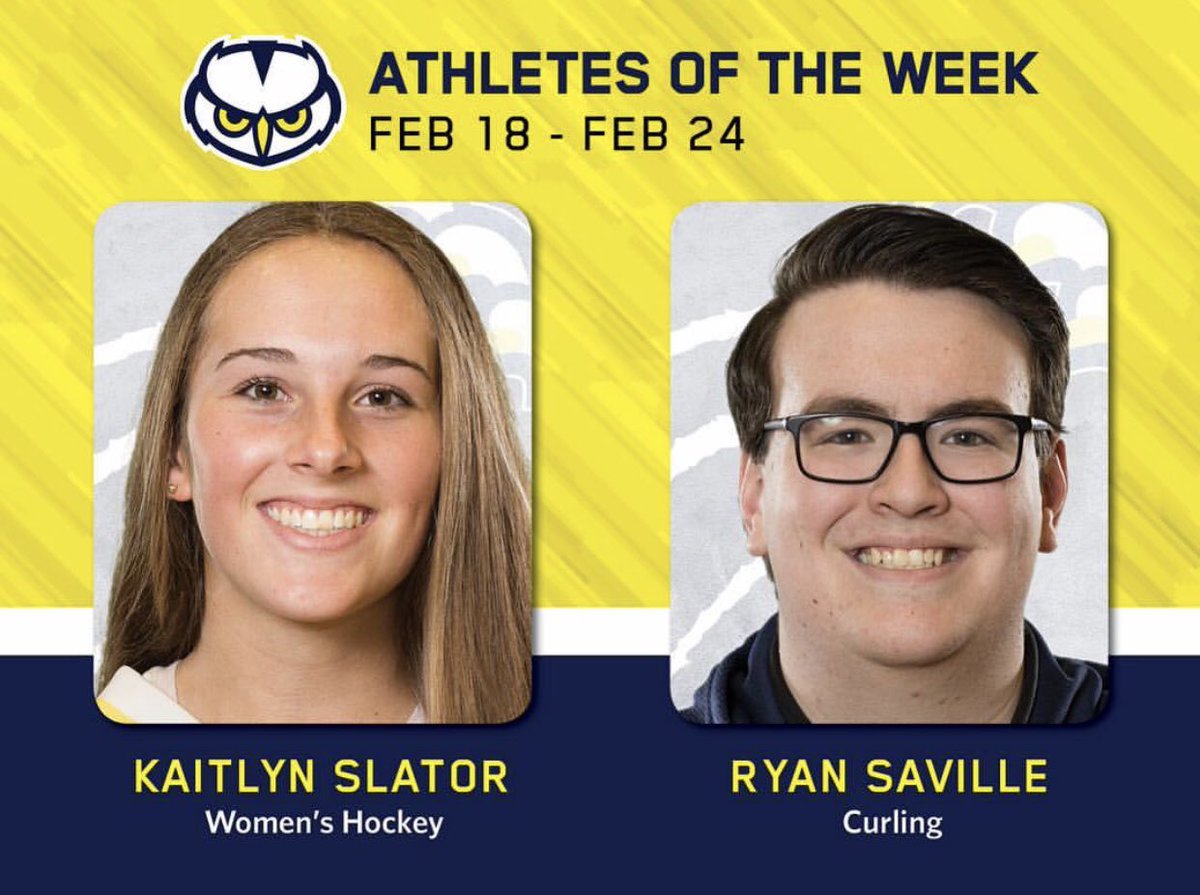 OOKSWHKY's tweet image. Congratulations @KaitlynSlator and Ryan Saville being named Athlete of the week! @naitooks @ACAC_Sport