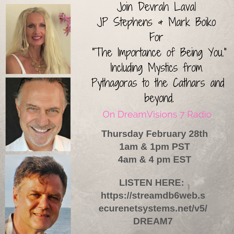 DevrahLaval1's tweet photo. Our new show is coming this Thursday February 28th l with my guests JP Stephens &amp; Mark Boiko show is called "The Importance Of Being You." and will air on  at 1 am &amp; 1pm PST and 4am &amp; 4pm EST  at this link: https://t.co/O9gXQGbAPw #FWT #author #mystic https://t.co/YjjRbEhTGe