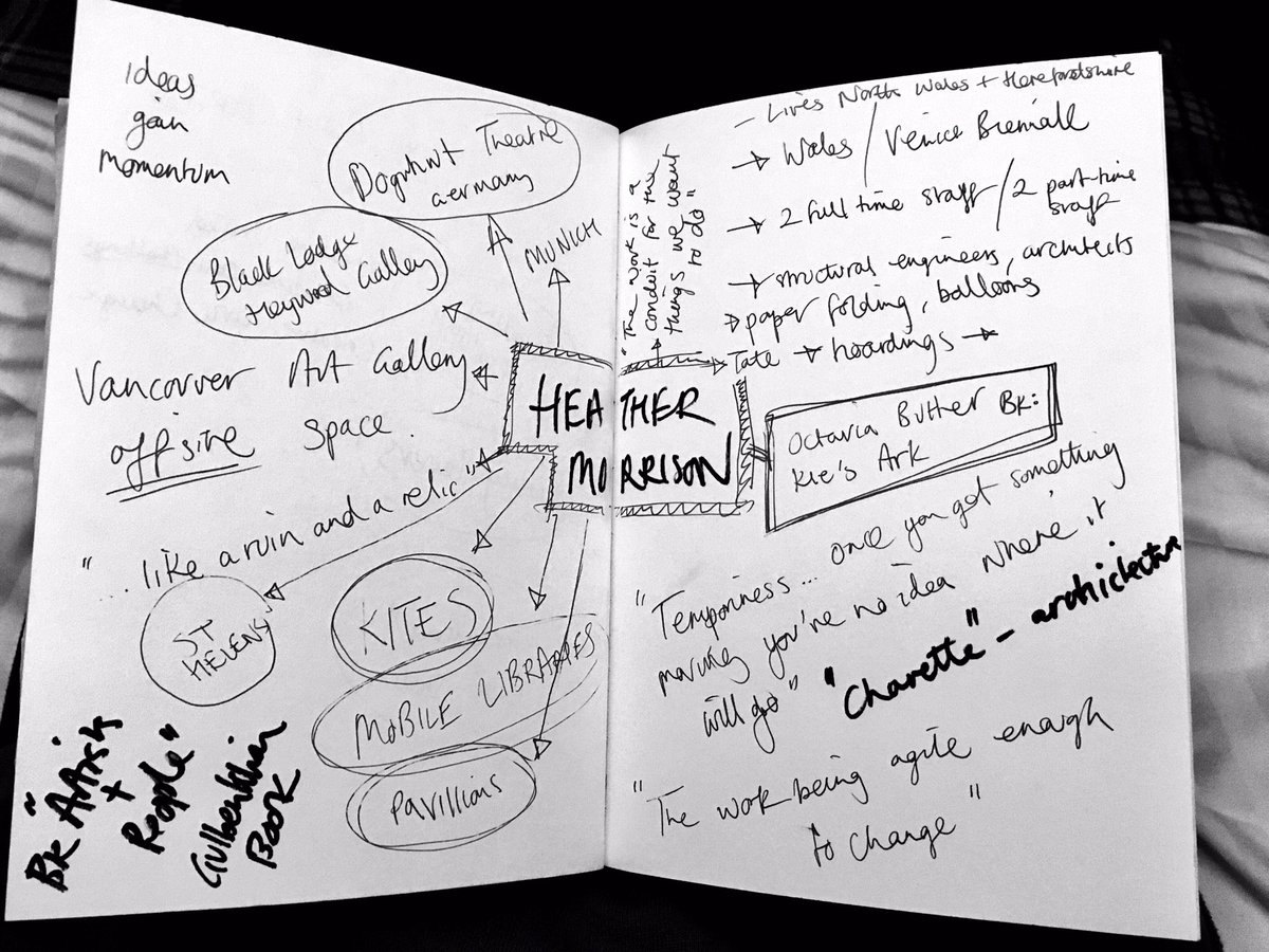 robynwoolston's tweet photo. Followed by #HeatherMorison & her work with @IvanMorison et al // ‘The work’s a conduit 4 the things we want 2 do’ // #ideas gain momentum // ‘working with temporariness; once you’ve traction you’ve no idea where the work will go! It’s about it being agile enough 2 change/grow’ https://t.co/VkQbfrWyjb