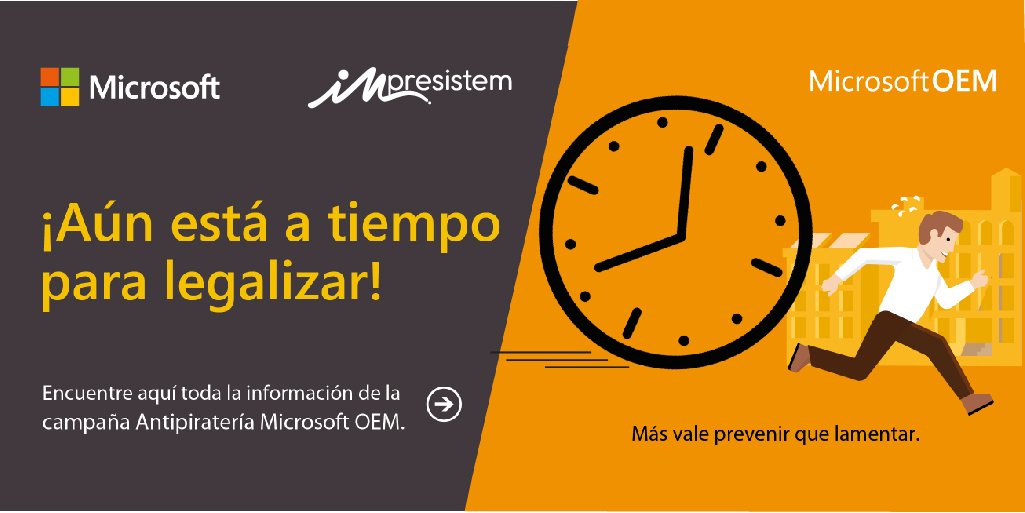Aumenta la confianza de tus clientes, incrementa tus ventas y la seguridad de tu compañía con software original. ¡Dile No! a la piratería. Descubre como evitar ser víctima de virus y riesgos con la seguridad y la calidad del portafolio de <a href="/msPartner/">Microsoft Partner</a> #Microsoft #empresas