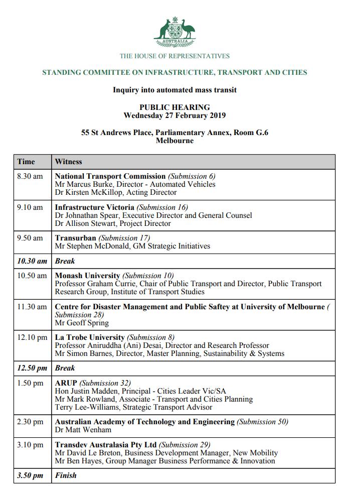 AboutTheHouse's tweet image. All aboard, except the driver? @JAforBennelong is currently Chairing a hearing on automated mass transit in #Melbourne. Stream it live at aph.gov.au/live