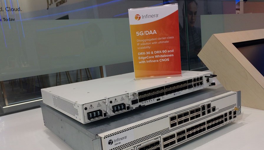 Infinera's tweet photo. Our #5G/#DAA solution, featuring the DRX Series and CNOS, is a #disaggregated carrier-class IP solution with ultimate #scalability. Stop by Hall 2, Stand 2I30 at #MWC19 and see how the #InfiniteEdge can deliver comprehensive solutions for #fiberdeep https://t.co/lXKvN0YXLN https://t.co/vMOQupeS0q