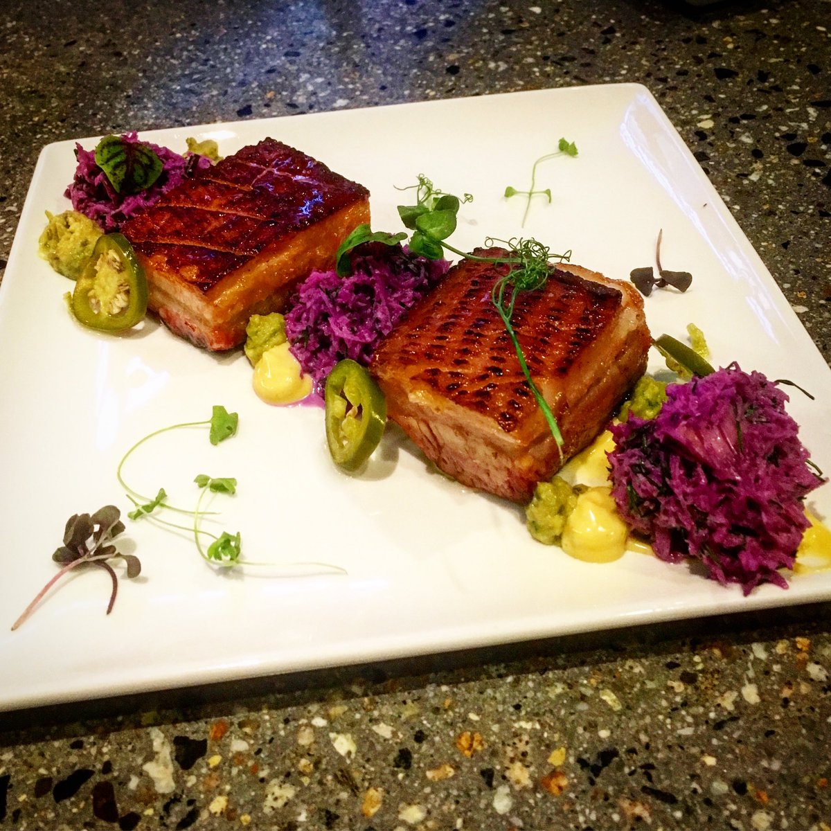 Honey tossed pork belly app with a jalapeño kick. 🔥 

There’s a brand new menu full of shared apps and bar features waiting for you this week. Check out the new details:

demeterssteakhouse.com