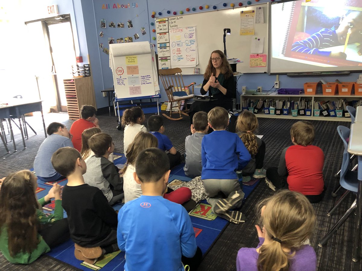 CDBeeler's tweet photo. We enjoyed Champs talking about therapy dogs to Kdg. @jgleasonslp was amazing explaining communication tools to our 1st grade. @HighcroftRidge Abilities Awareness Week https://t.co/I3gkdehP5t