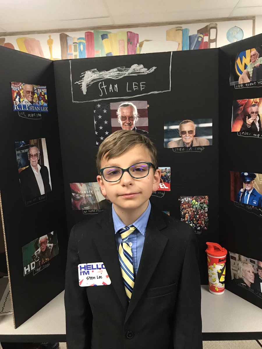 Stottelem's tweet photo. A great day of learning with the 3rd grade Wax Museum. Students shared their “biography” with students in the other grades who visited. #JeffcoGenerations #TransformtheTask https://t.co/DhP3hGyTcF