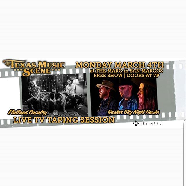 Who's coming? You want to be a a part of our LIVE Audience for <a href="/qcnh/">Quaker City Night Hawks</a> and <a href="/flatlandcavalry/">Flatland Cavalry</a> at <a href="/themarcsm/">THE MARC</a> in <a href="/toursanmarcos/">Visit San Marcos, Texas</a> 
Monday, March 4th Doors at 7P